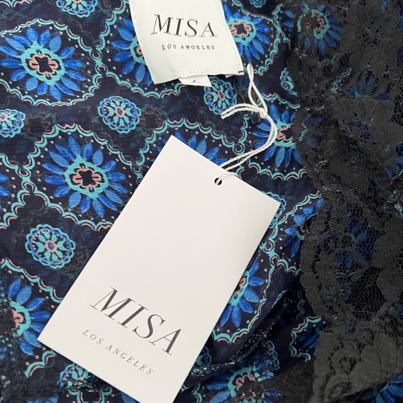 MISA Los Angeles Sansia Maxi Dress NWT Blue Lace Flowing Work Party Trendy - Picture 12 of 17